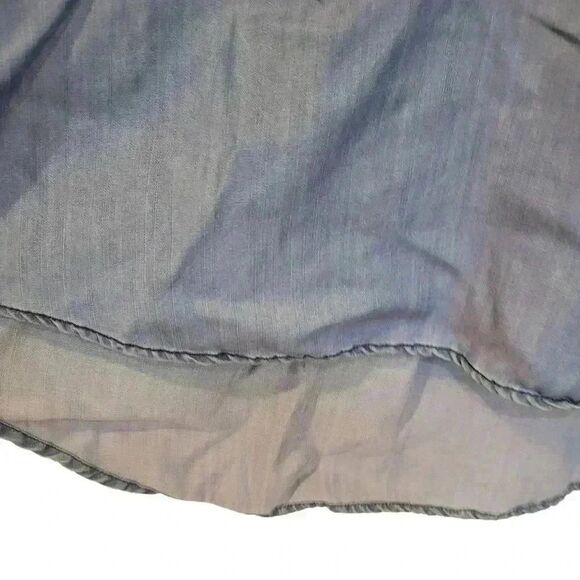 Aqua Women's Blue Med. Wash Tencil Chambray 1/2 Button Front Shirt w Collar & Po - Picture 4 of 9